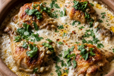Грузинское шкмерули в чесночном соусе: корочка бешено хрустит, а мясо распадается на волокна