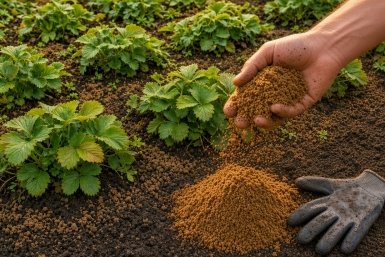 1 горсть горчичного жмыха осенью — и клубника готова к зиме: нашла замену "каше" из удобрений
